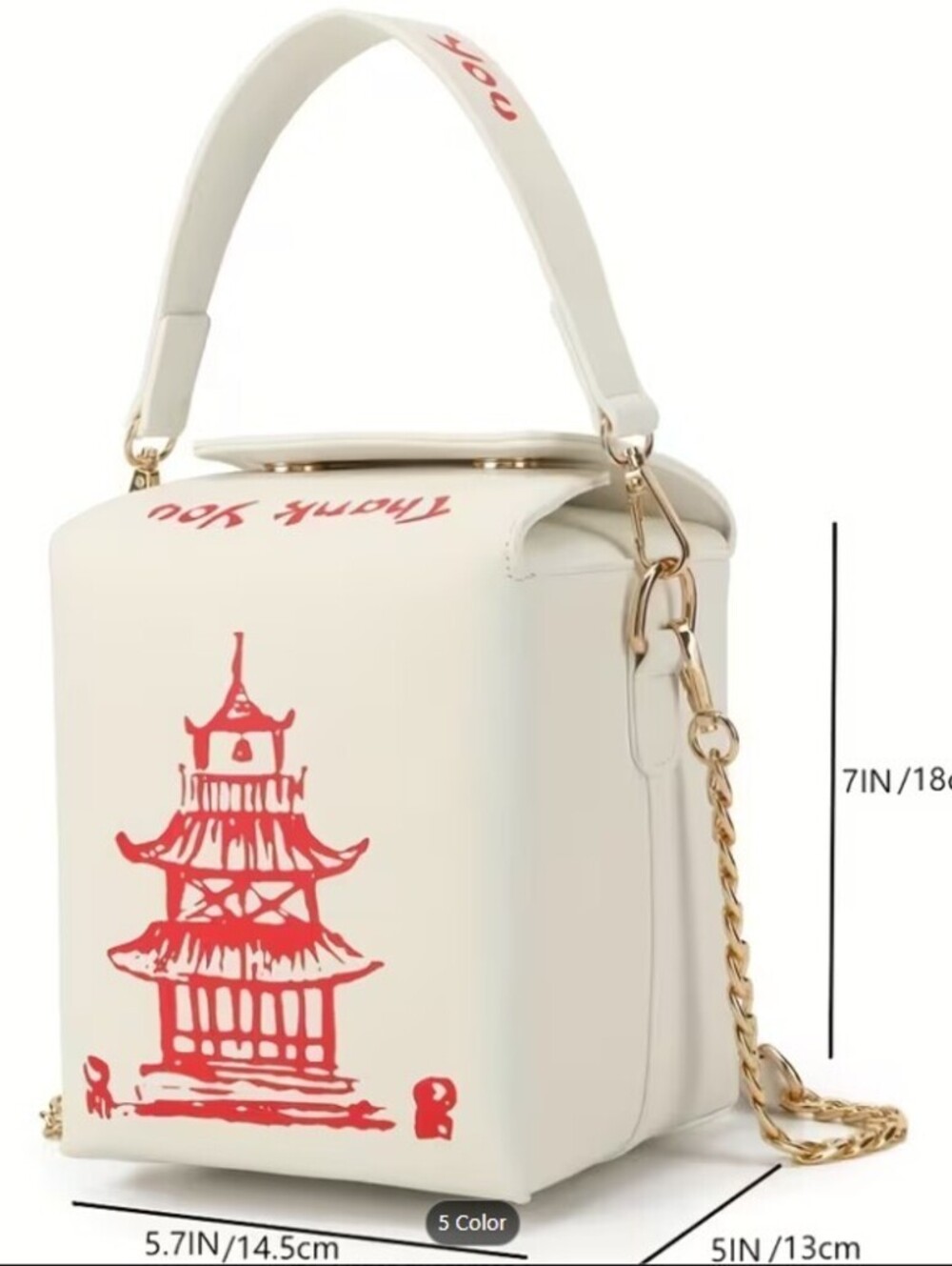 Chinese Takeout Box Crossbody Bag - Novelty Tower Pattern Purse